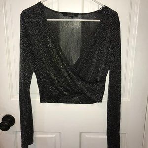 Black Long Sleeve Crop Top